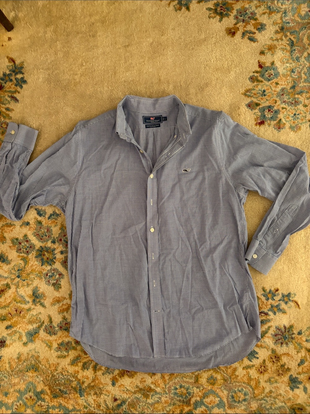 Vineyard Vines Large Slim Fit Men’s Blue Micro-Check Button-Down Shirt